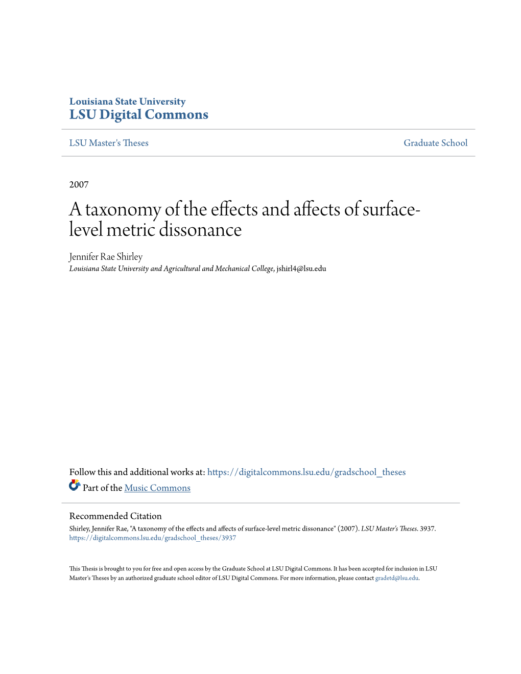 A Taxonomy of the Effects and Affects of Surface-Level Metric Dissonance