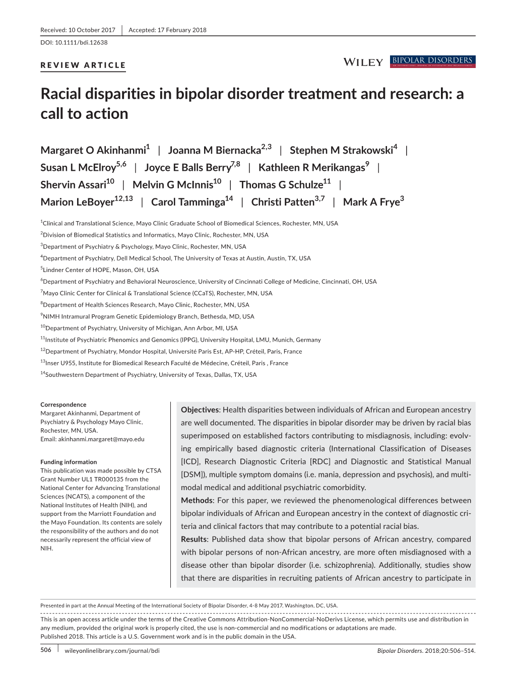 Racial Disparities in Bipolar Disorder Treatment and Research: a Call to Action