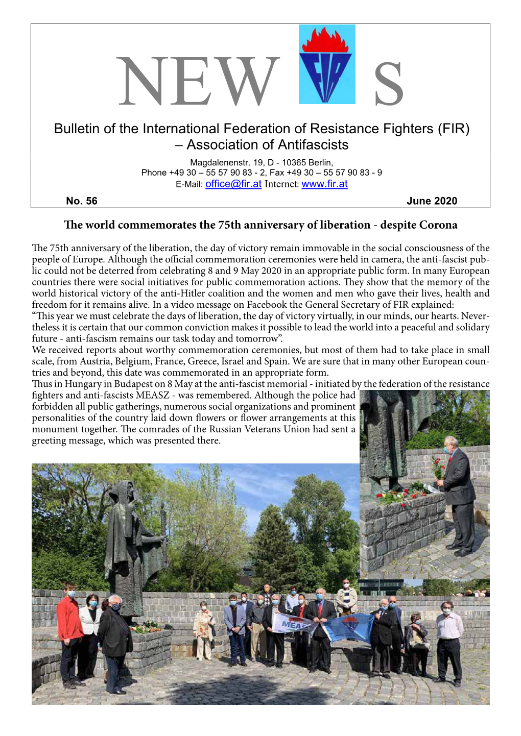 Bulletin of the International Federation of Resistance Fighters (FIR) – Association of Antifascists