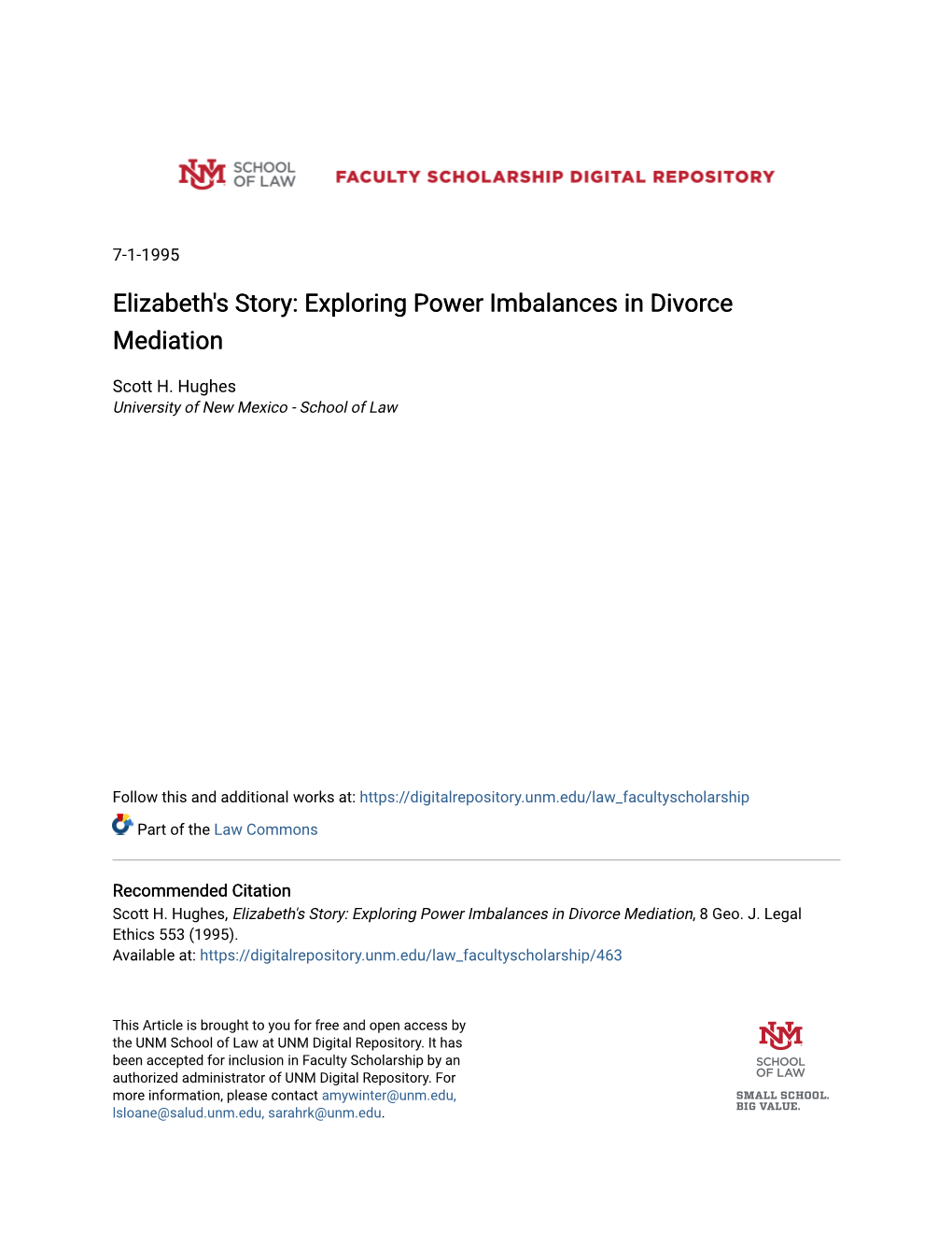 Elizabeth's Story: Exploring Power Imbalances in Divorce Mediation