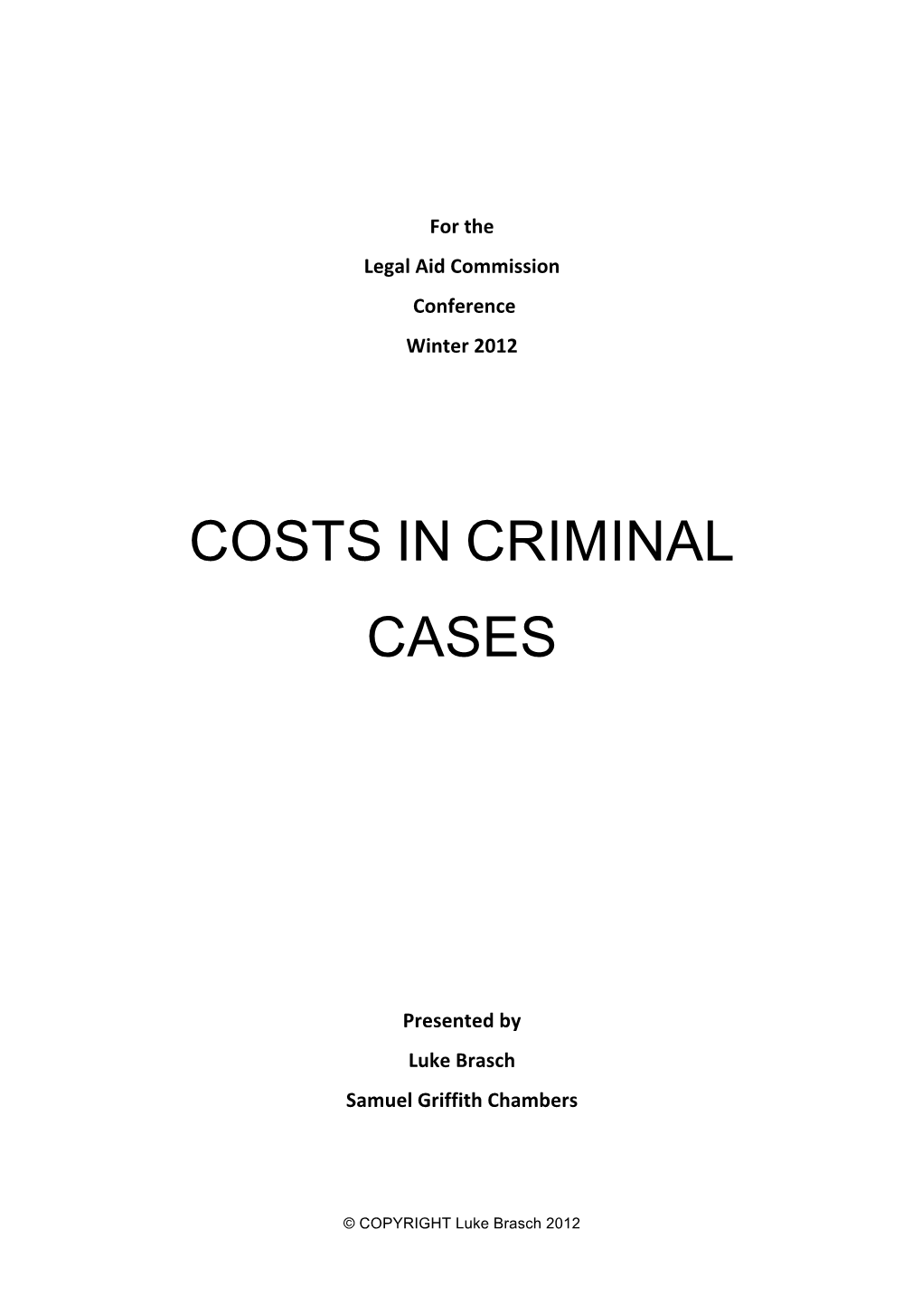 Costs in Criminal Cases