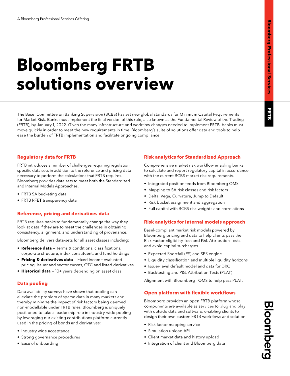 Bloomberg FRTB Solutions Overview FRTB
