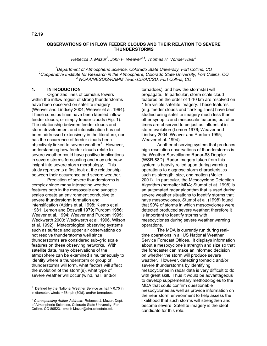 P2.19 Observations of Inflow Feeder Clouds and Their