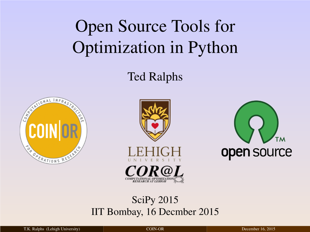 Introduction to Modeling Optimization Problems in Python