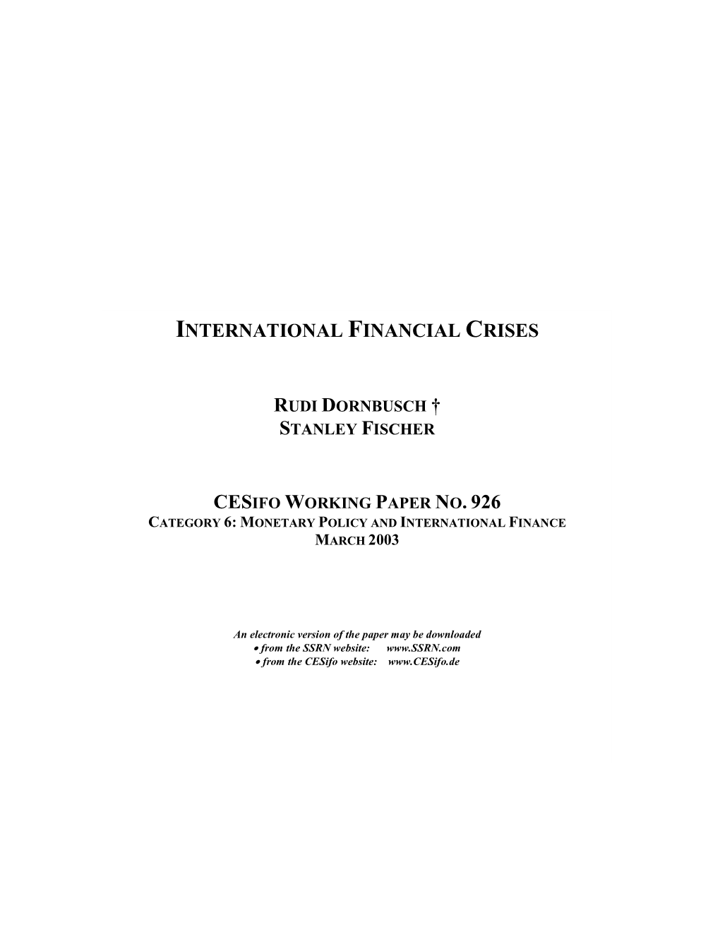 International Financial Crises