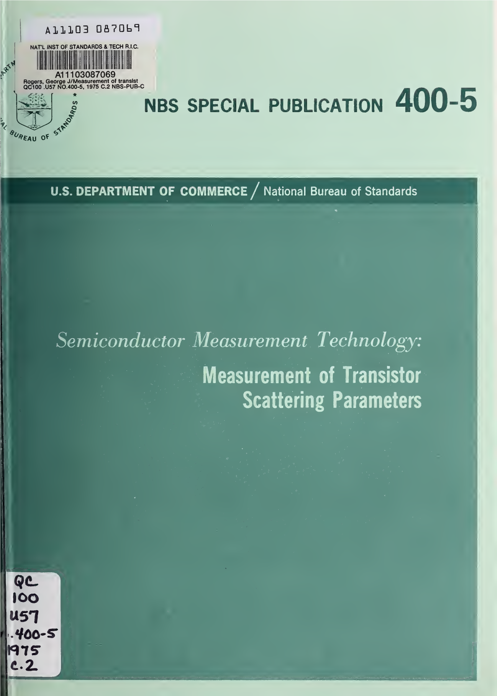 Measurement of Transistor Scattering Parameters NATIONAL BUREAU of STANDARDS