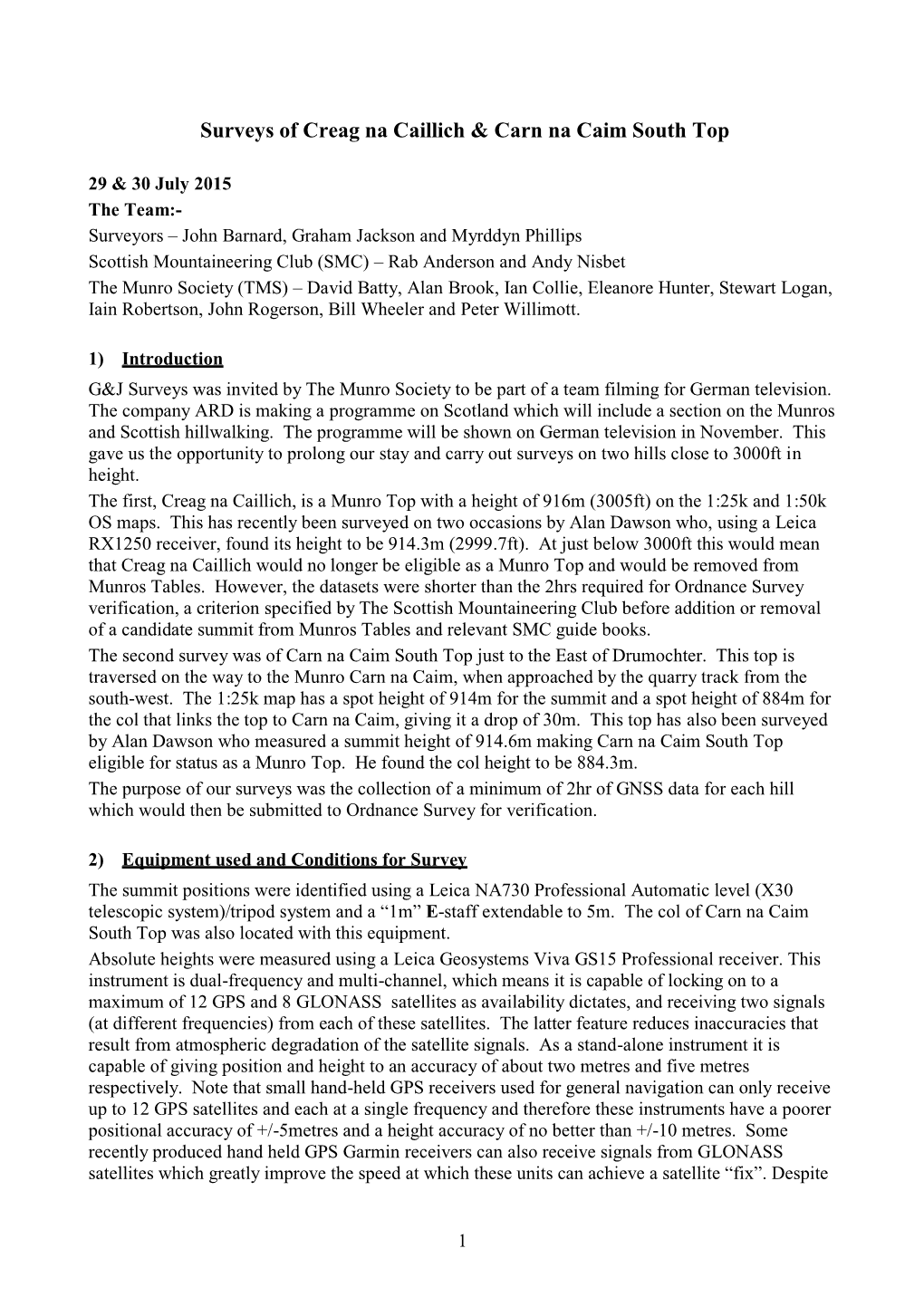 Surveys of Creag Na Caillich and Carn Na Caim South Top.Pdf