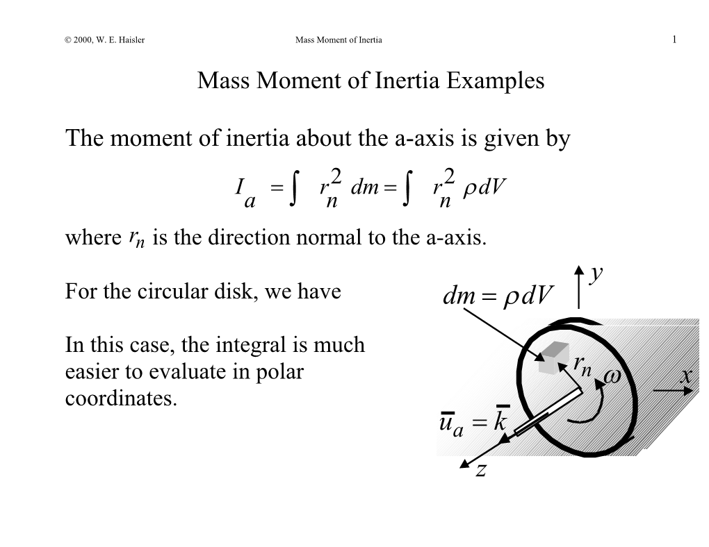 Ó 2000, W. E. Haisler Mass Moment of Inertia 10