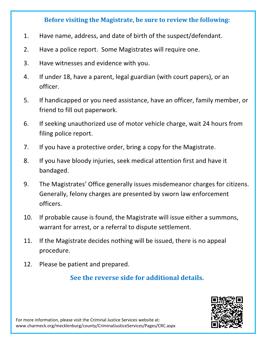 Before Visiting the Magistrate, Be Sure to Review the Following