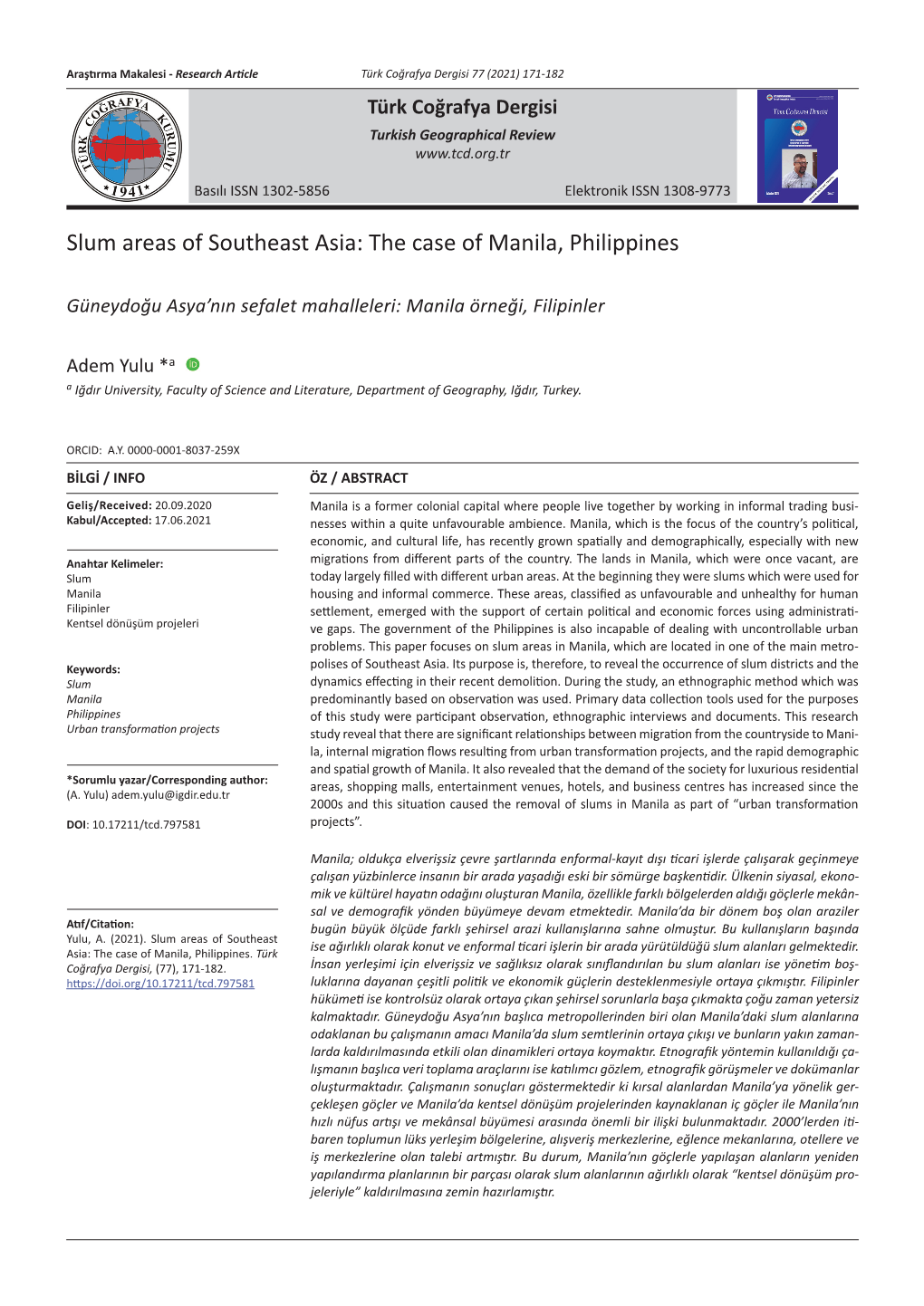 Slum Areas of Southeast Asia: the Case of Manila, Philippines