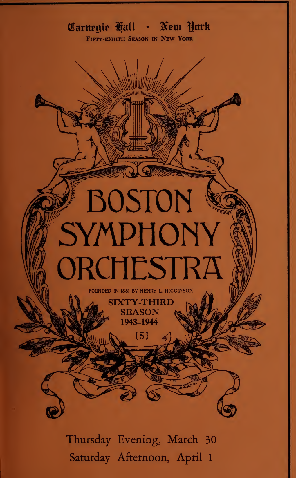 Boston Symphony Orchestra Concert Programs, Season 63,1943-1944, Trip