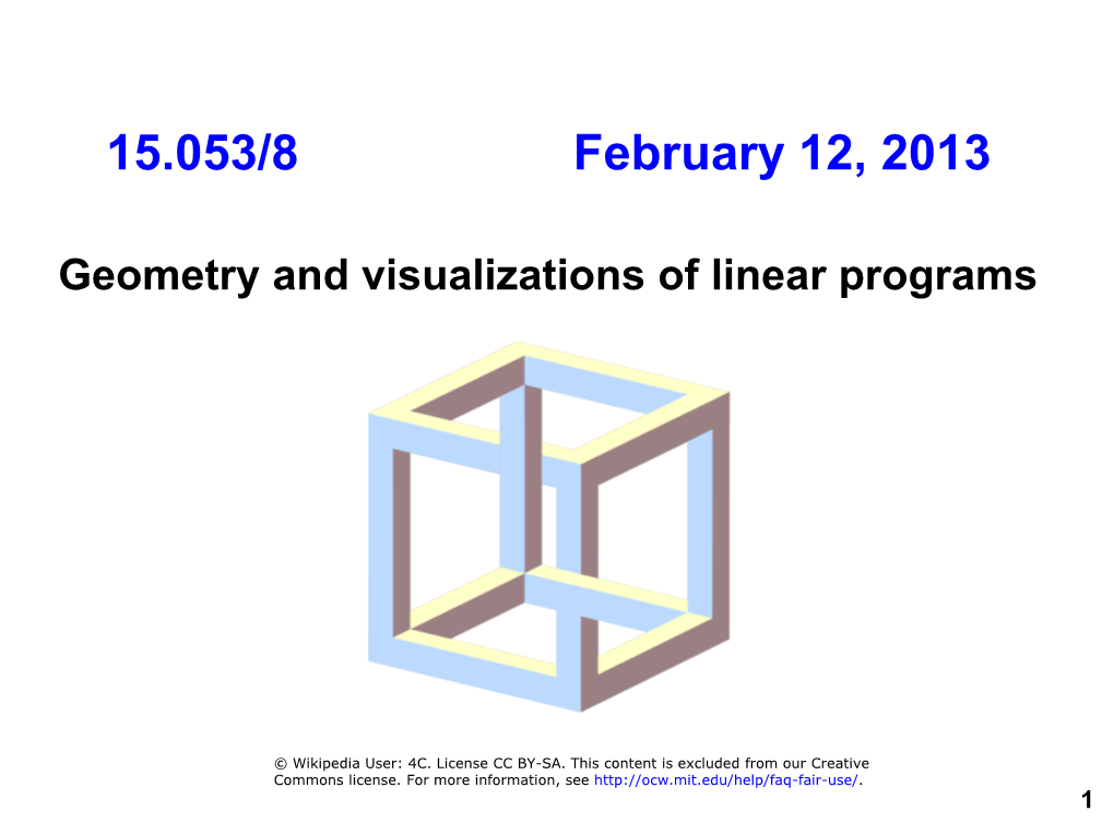 Geometry and Visualizations of Linear Programs (PDF)