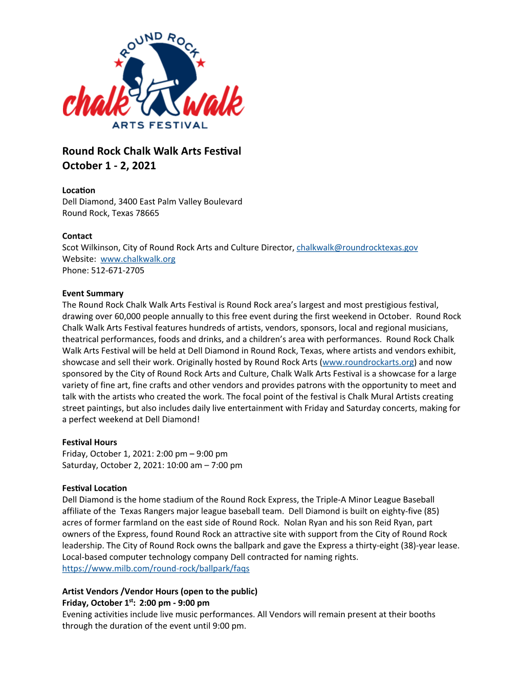 Round Rock Chalk Walk Arts Fes Val October 1