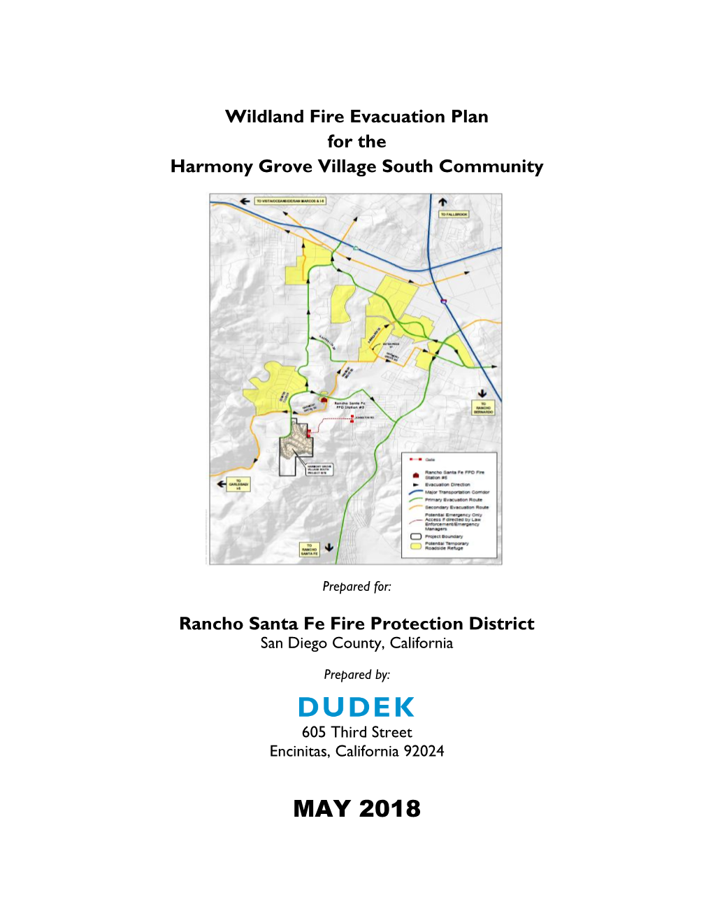 Wildland Fire Evacuation Plan for the Harmony Grove Village South Community