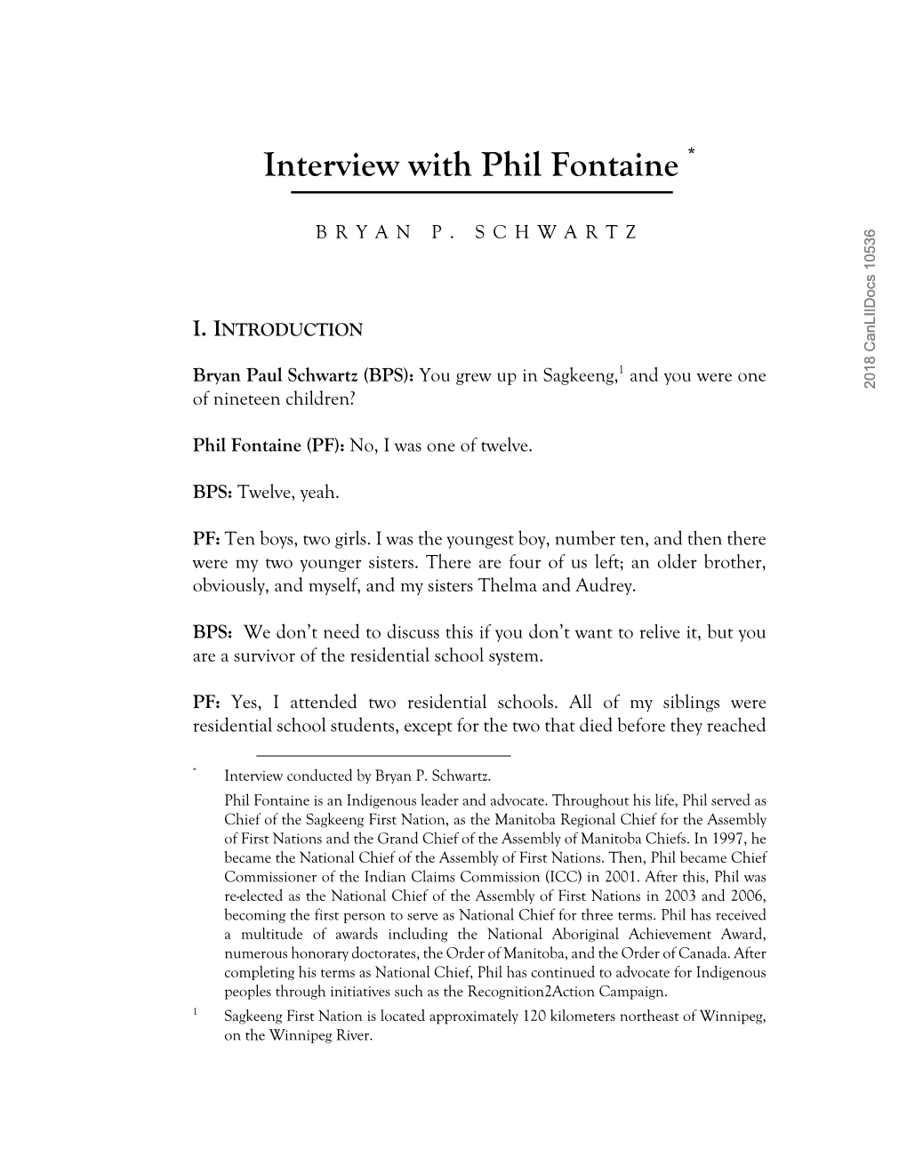 Interview with Phil Fontaine *