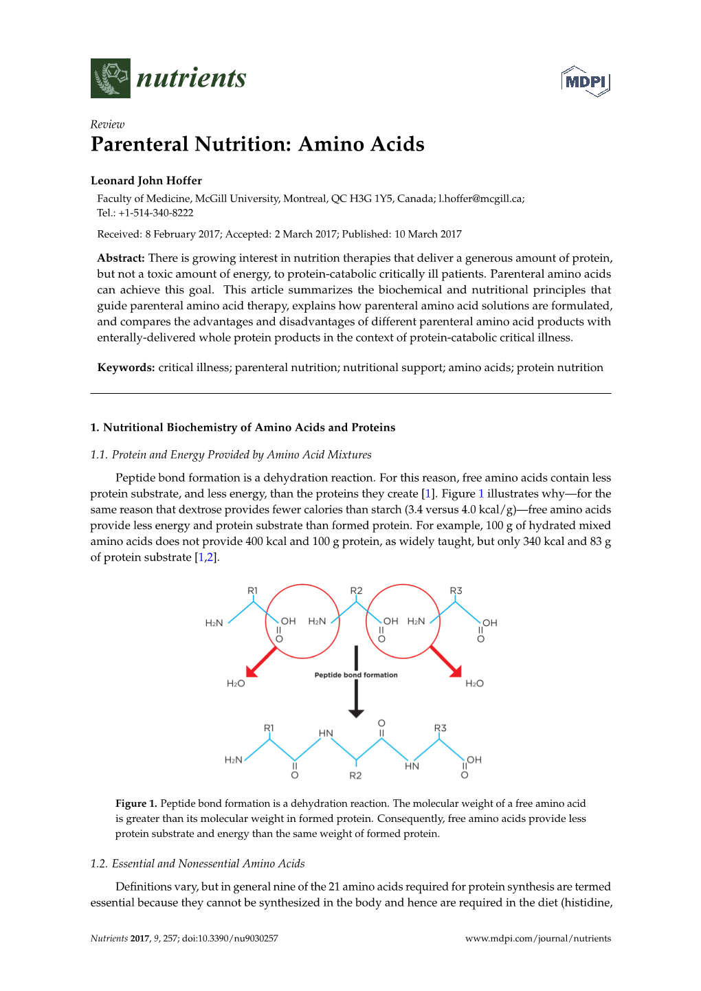 Parenteral Nutrition: Amino Acids