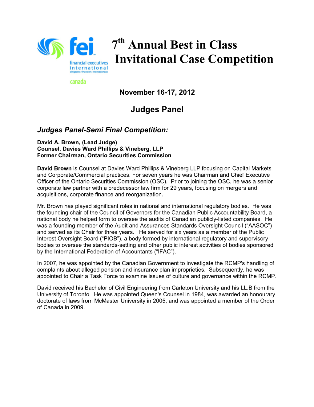 7 Annual Best in Class Invitational Case Competition