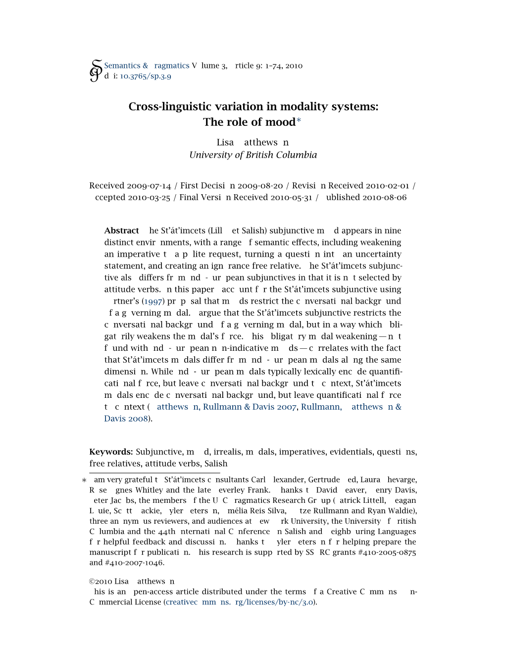 Cross-Linguistic Variation in Modality Systems: the Role of Mood∗