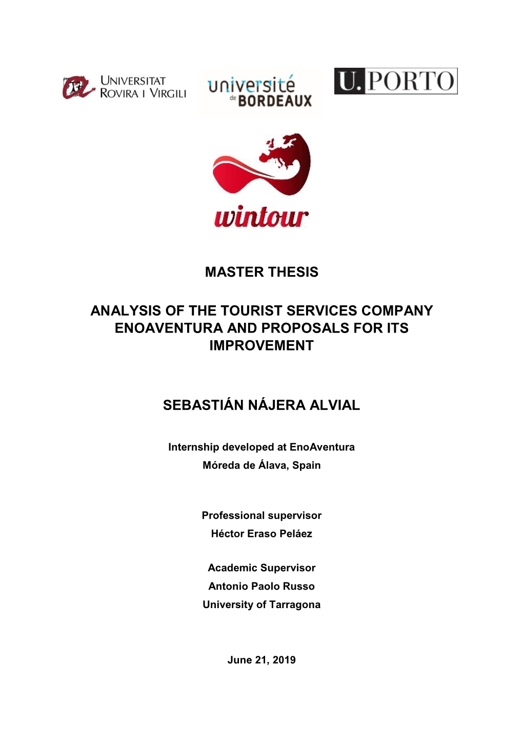 Master Thesis Analysis of the Tourist Services Company