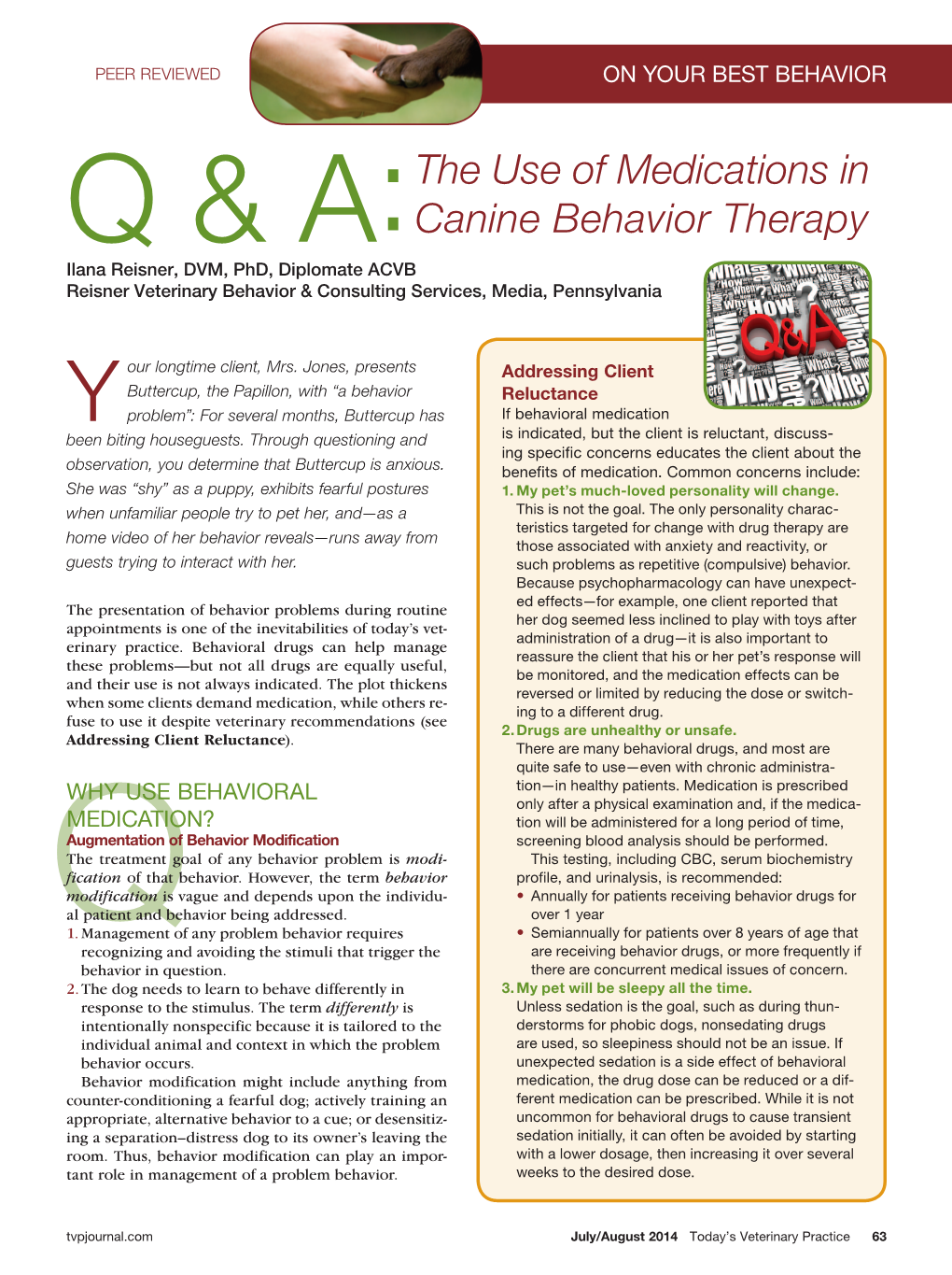 The Use of Medications in Canine Behavior Therapy