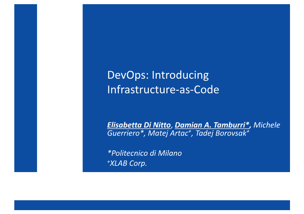 Devops: Introducing Infrastructure-‐As-‐Code