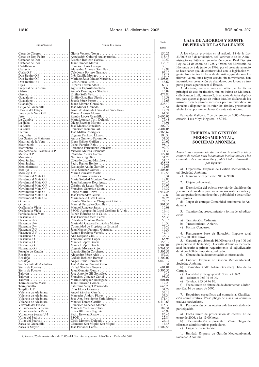 BOE 297 De 13/12/2005 Sec 5 Pag 11810 a 11810