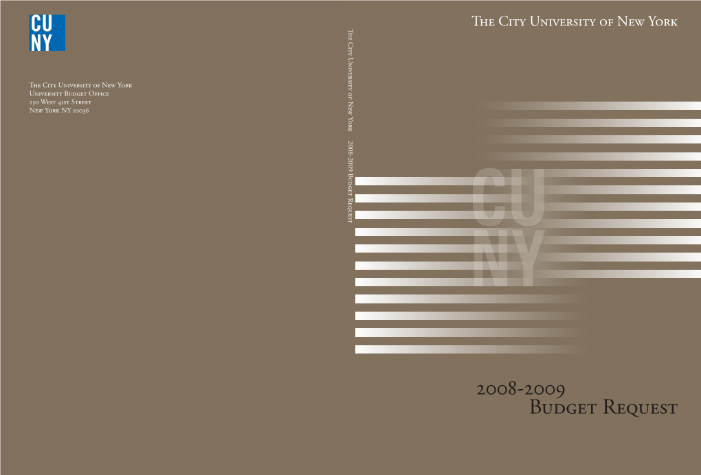 2008-2009 Budget Request CU NY