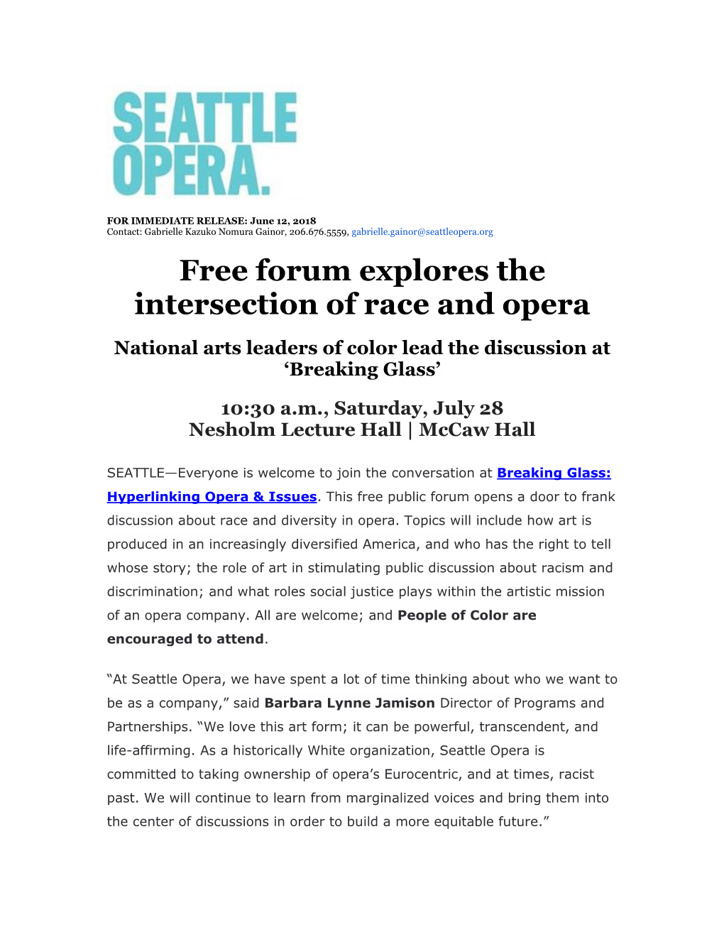 Free Forum Explores the Intersection of Race and Opera