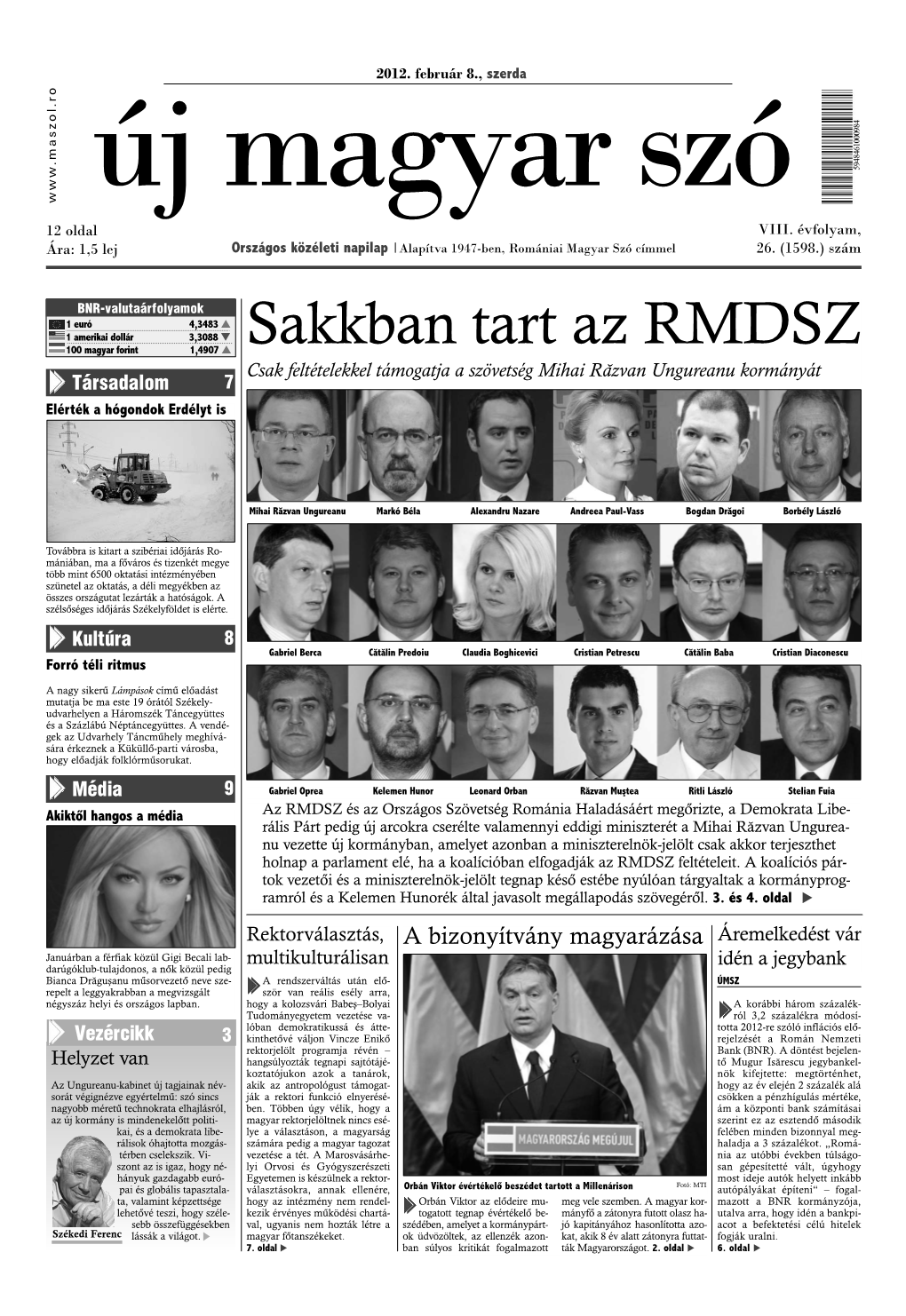 Új Magyar Szó 8. Évf. 26. (1598.) Sz. (2012. Február 8., Szerda)