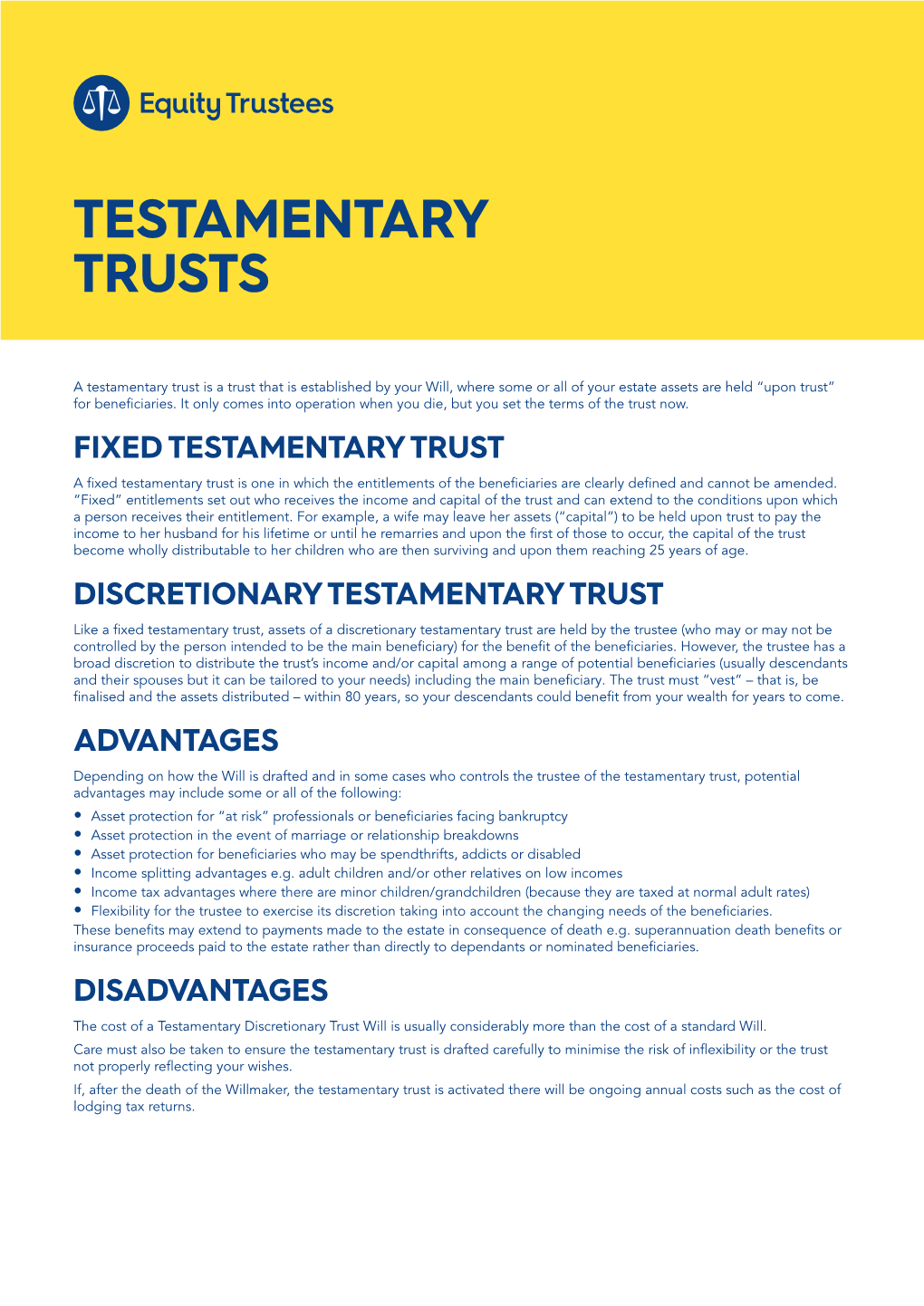 Testamentary Trusts
