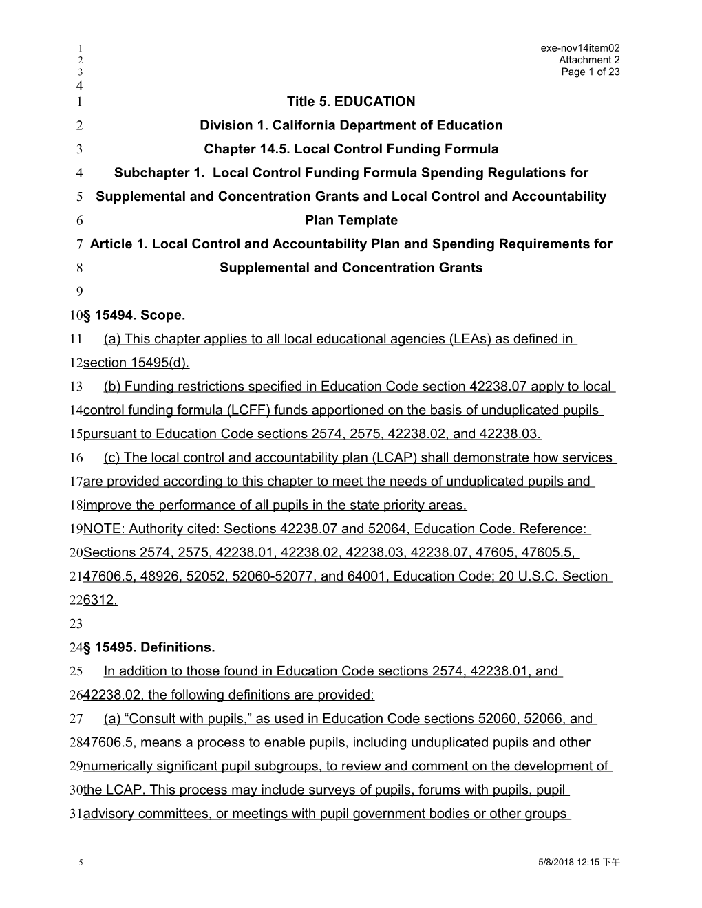 November 2014 Agenda Item X - Meeting Agendas (CA State Board of Education)