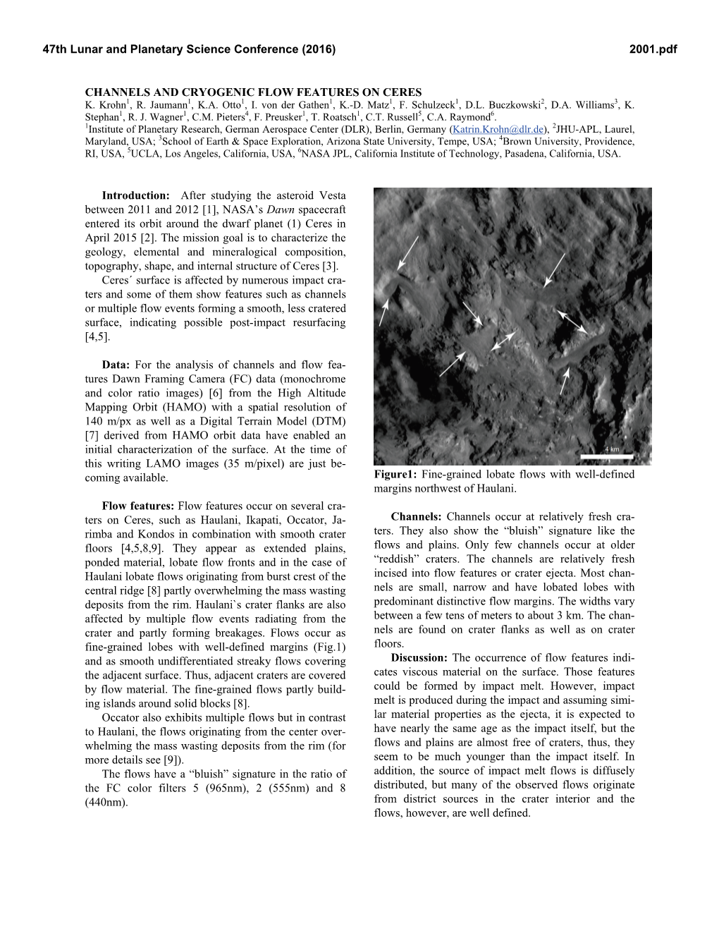 Channels and Cryogenic Flow Features on Ceres K