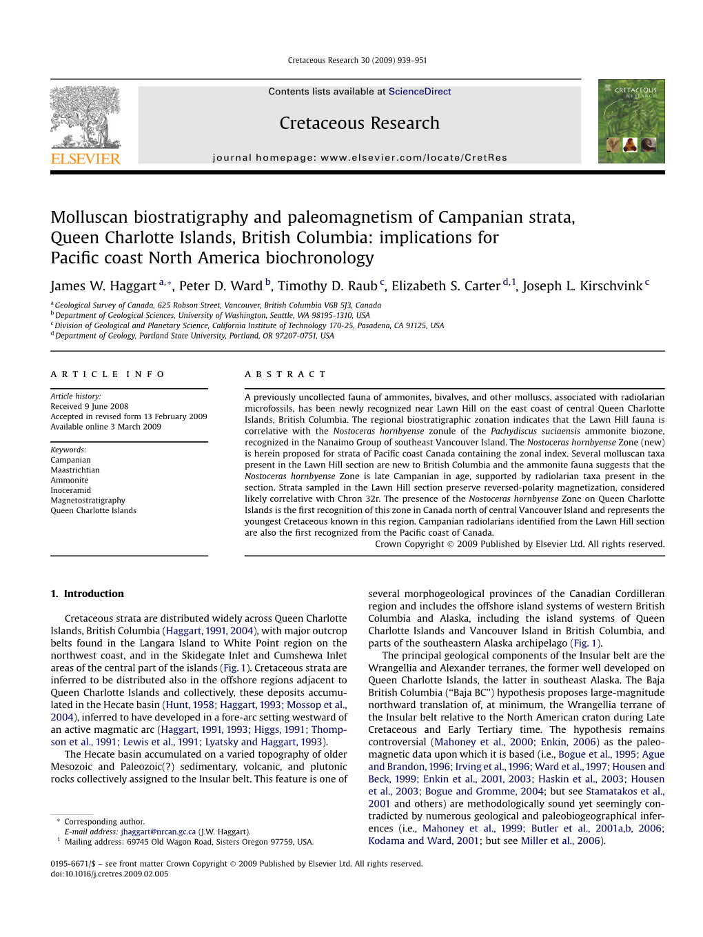 Molluscan Biostratigraphy and Paleomagnetism of Campanian Strata, Queen Charlotte Islands, British Columbia: Implications for Paciﬁc Coast North America Biochronology