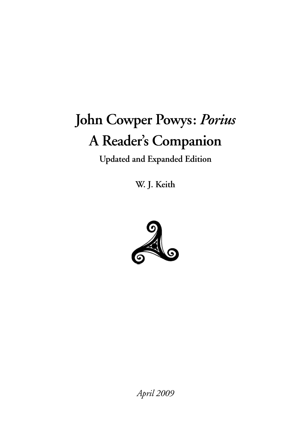 John Cowper Powys's Porius: a Reader's Companion