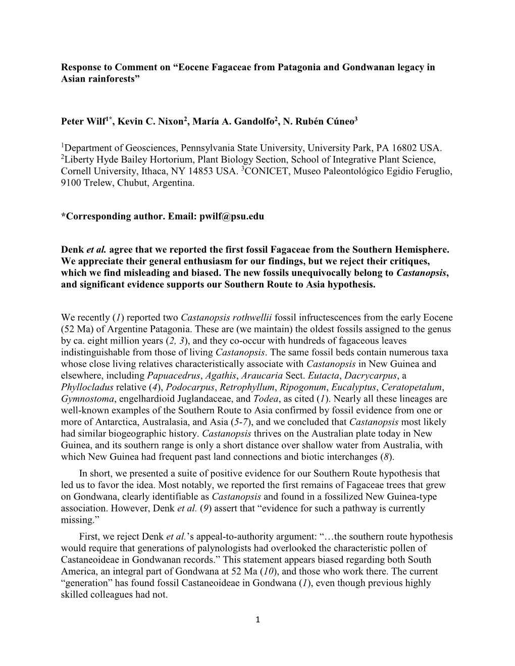 Eocene Fagaceae from Patagonia and Gondwanan Legacy in Asian Rainforests”