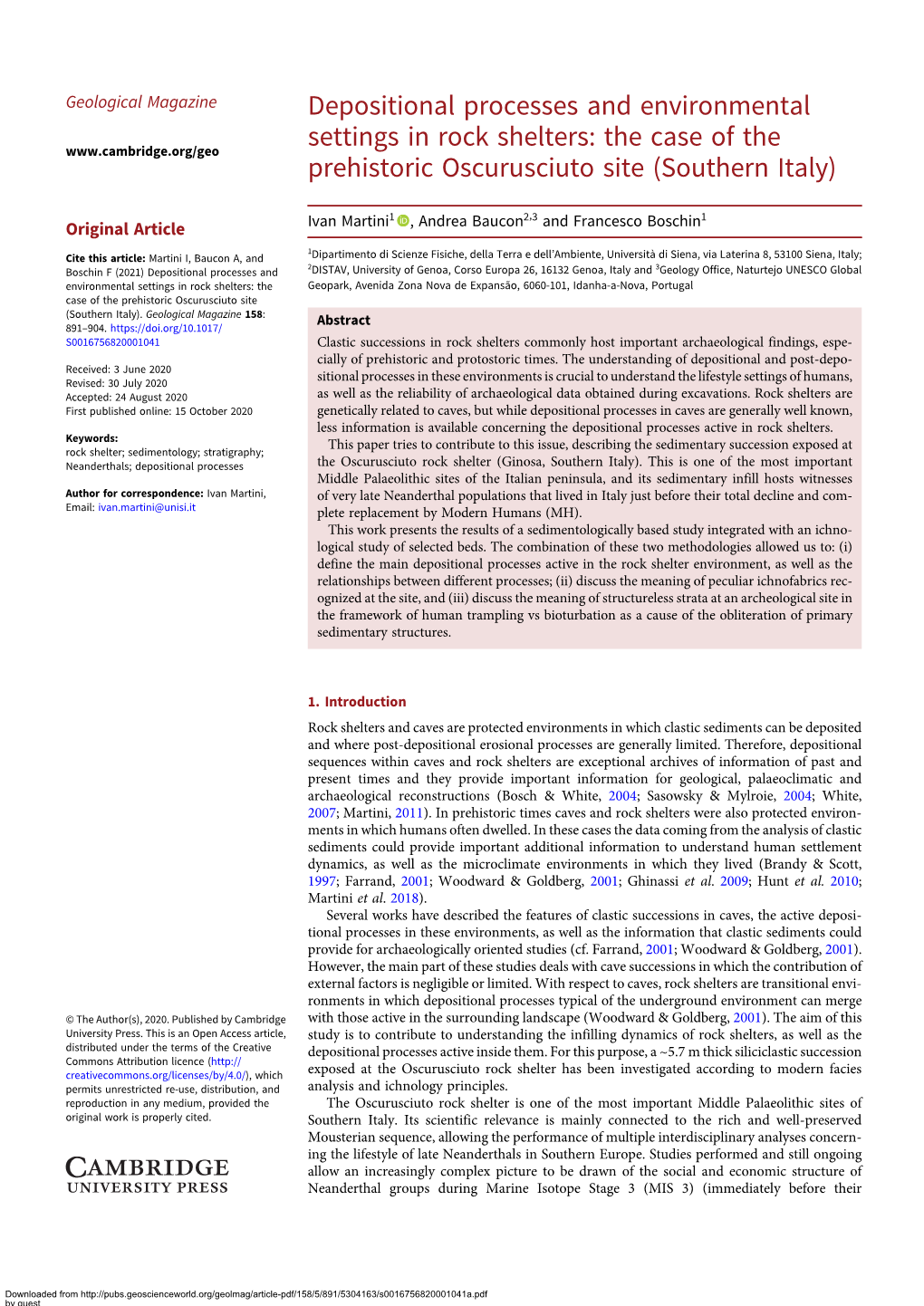 The Case of the Prehistoric Oscurusciuto Site (Southern Italy)