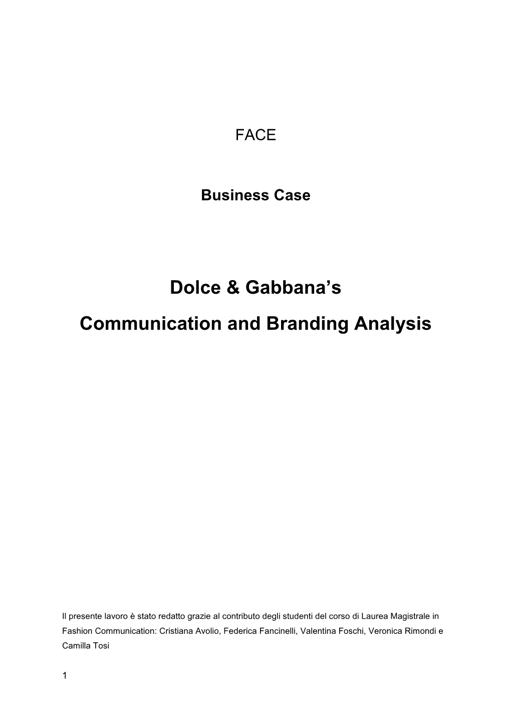 Dolce & Gabbana's Communication and Branding Analysis