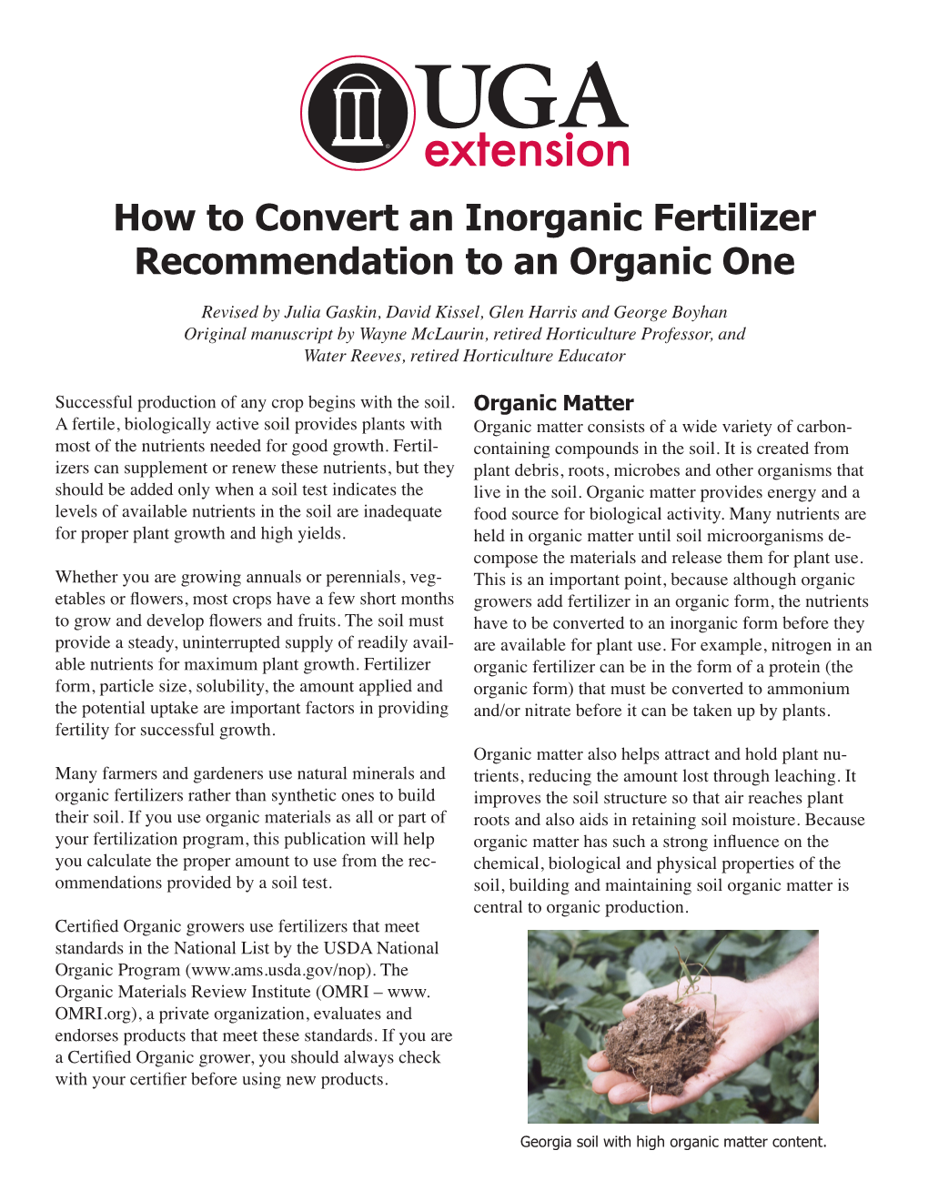 How to Convert an Inorganic Fertilizer Recommendation to an Organic One