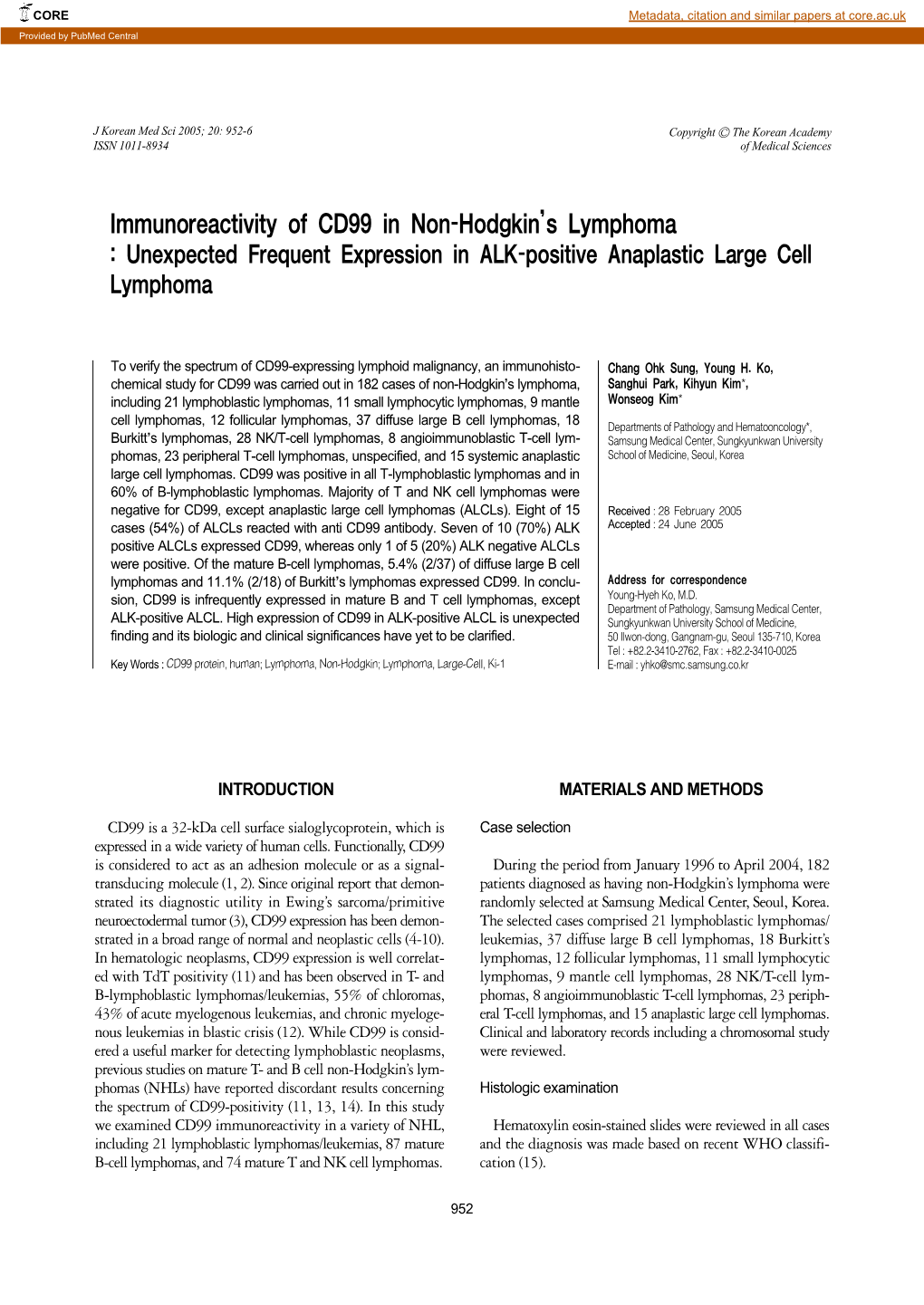 Immunoreactivity of CD99 in Non-Hodgkin's Lymphoma