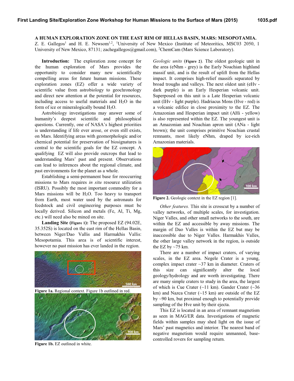 A Human Exploration Zone on the East Rim of Hellas Basin, Mars: Mesopotamia