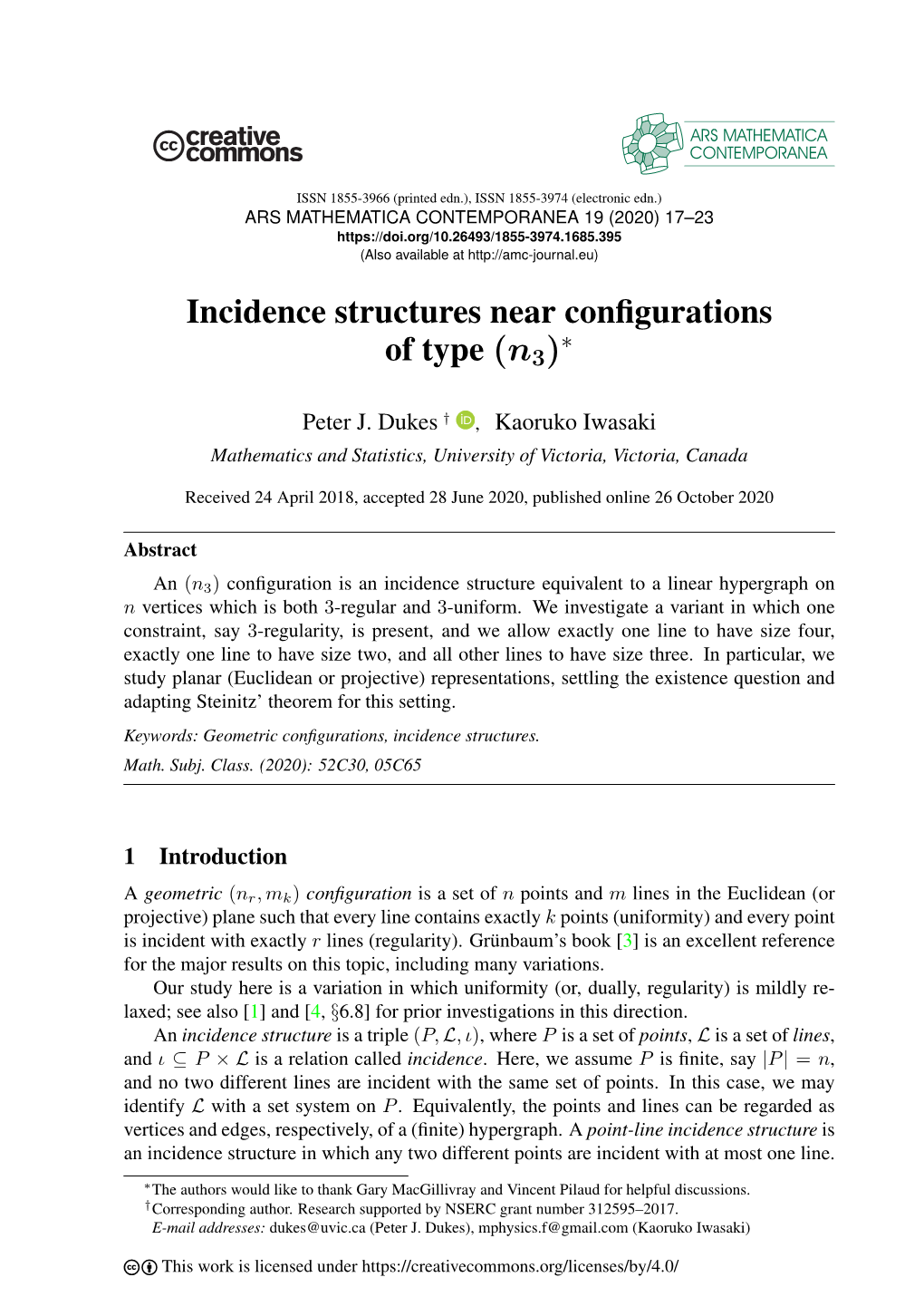 Incidence Structures Near Configurations of Type (N