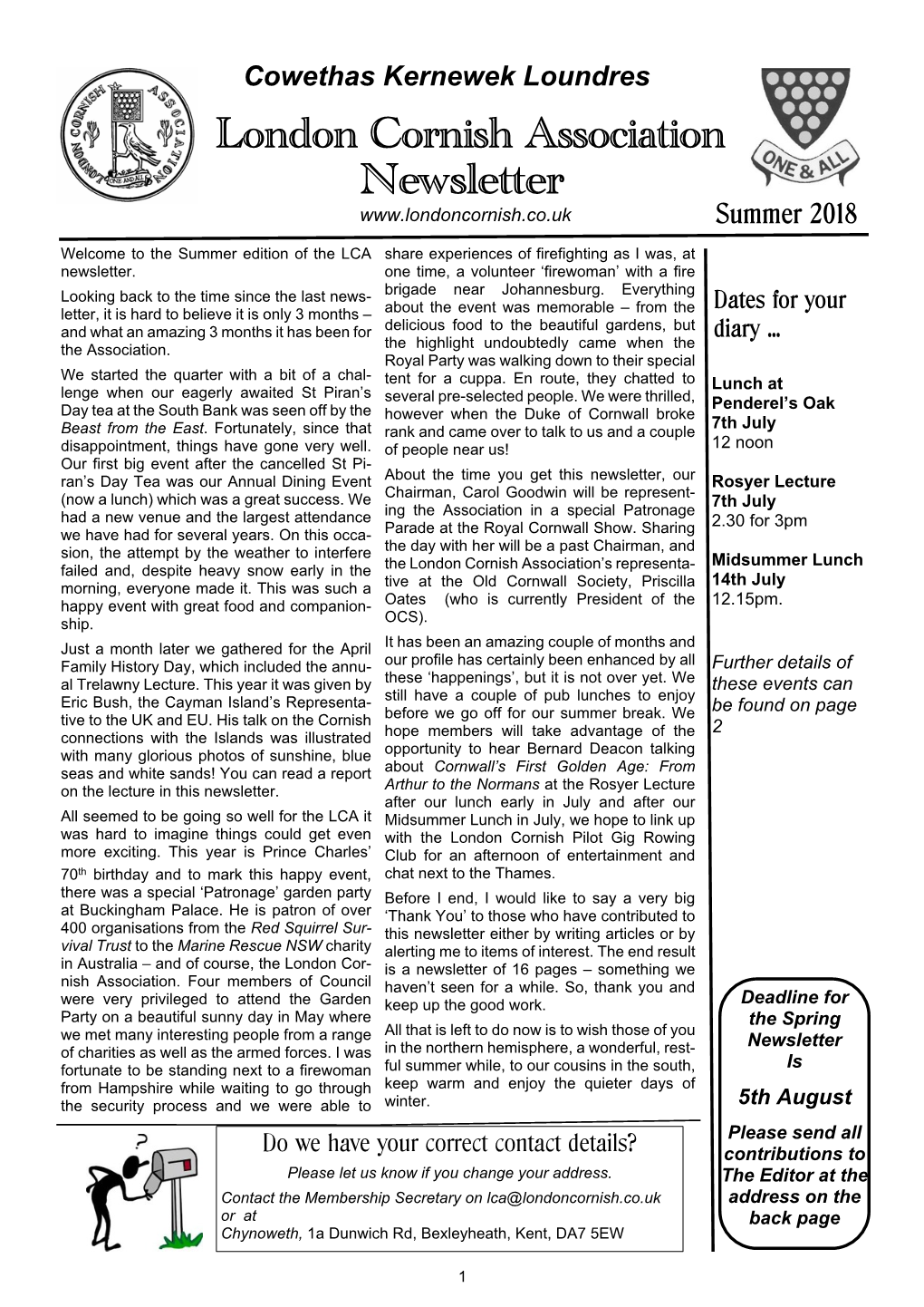 London Cornish Newsletter