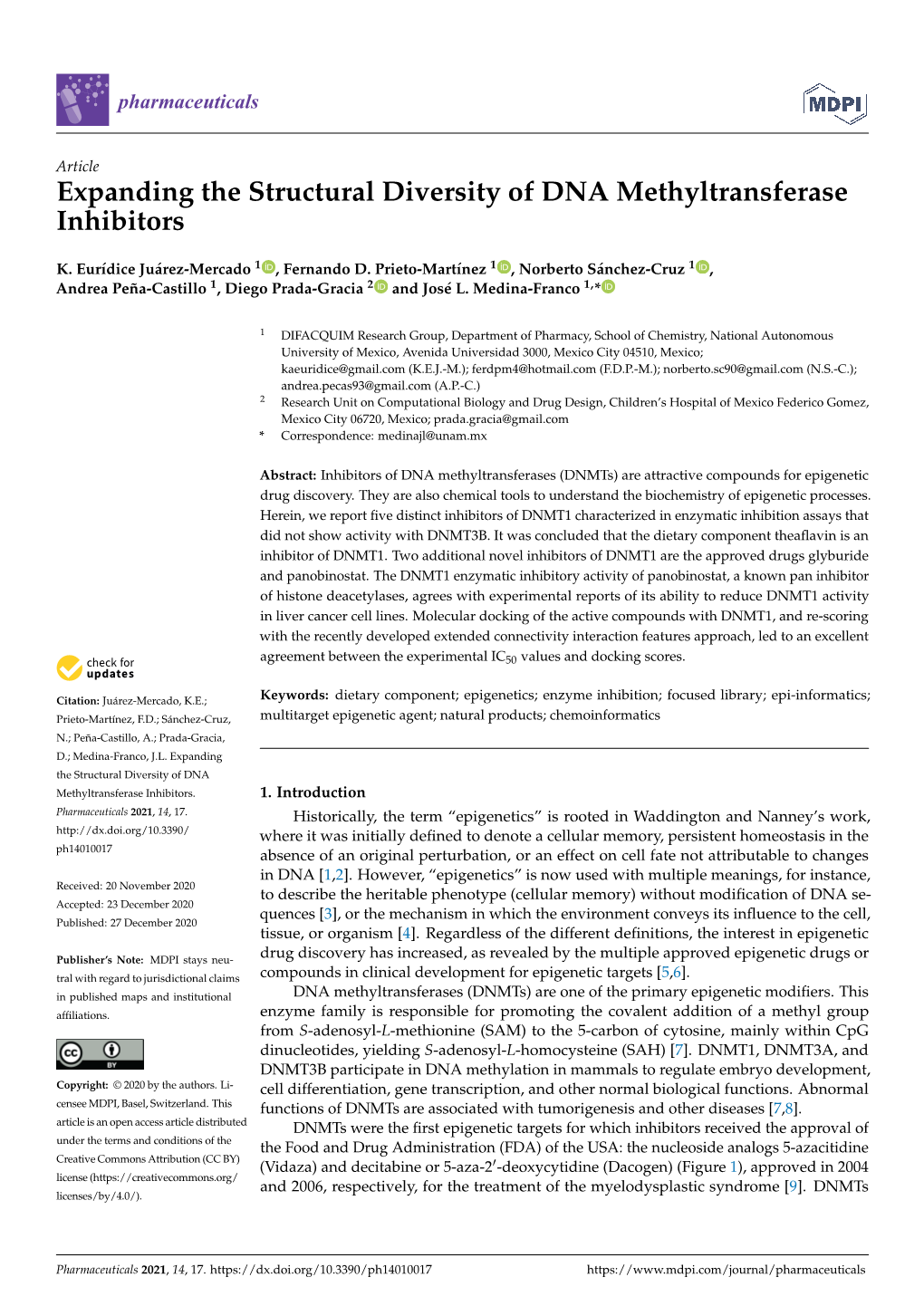 Expanding the Structural Diversity of DNA Methyltransferase Inhibitors