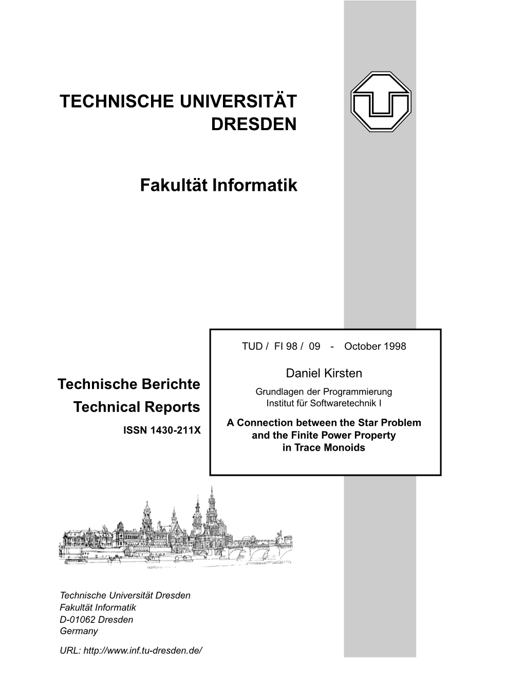 Technische Universit¨At Dresden