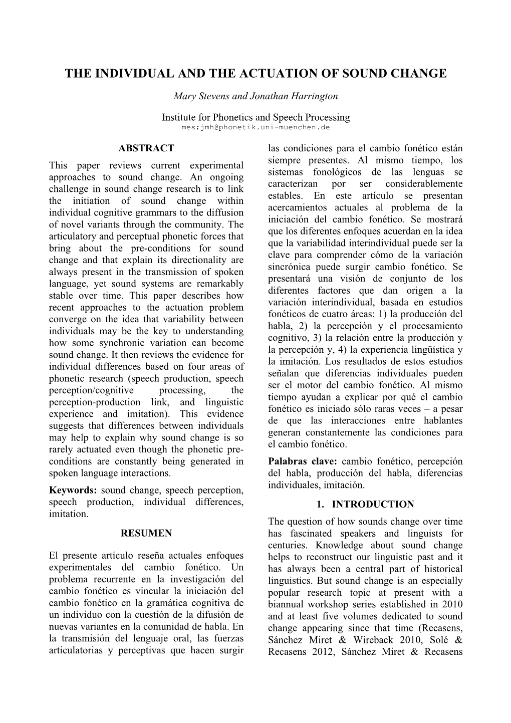 The Individual and the Actuation of Sound Change