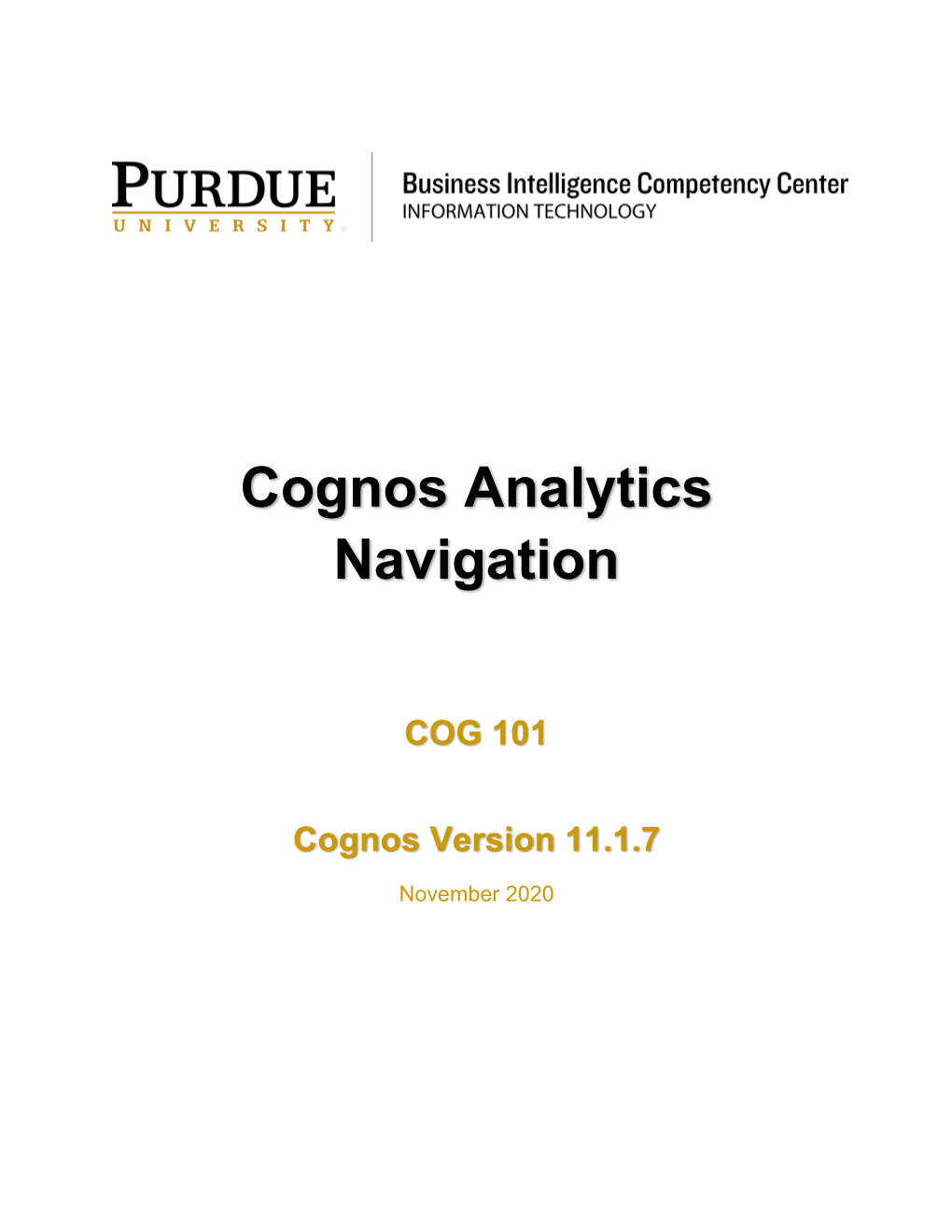 Cognos Analytics Navigation