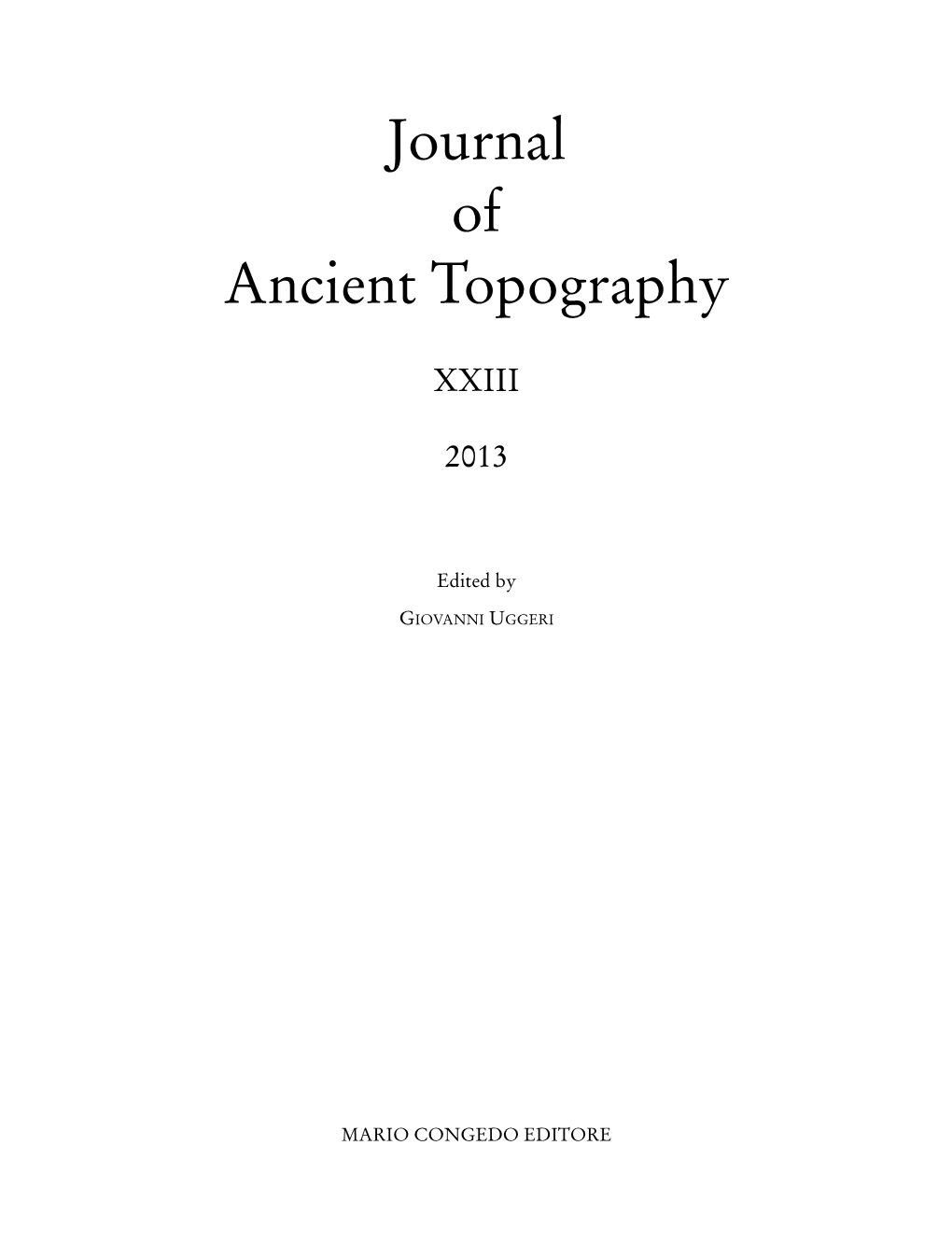 Journal of Ancient Topography