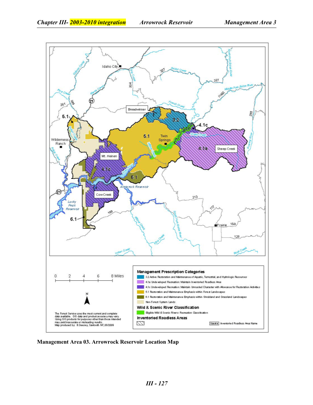 Arrowrock Reservoir Location Map