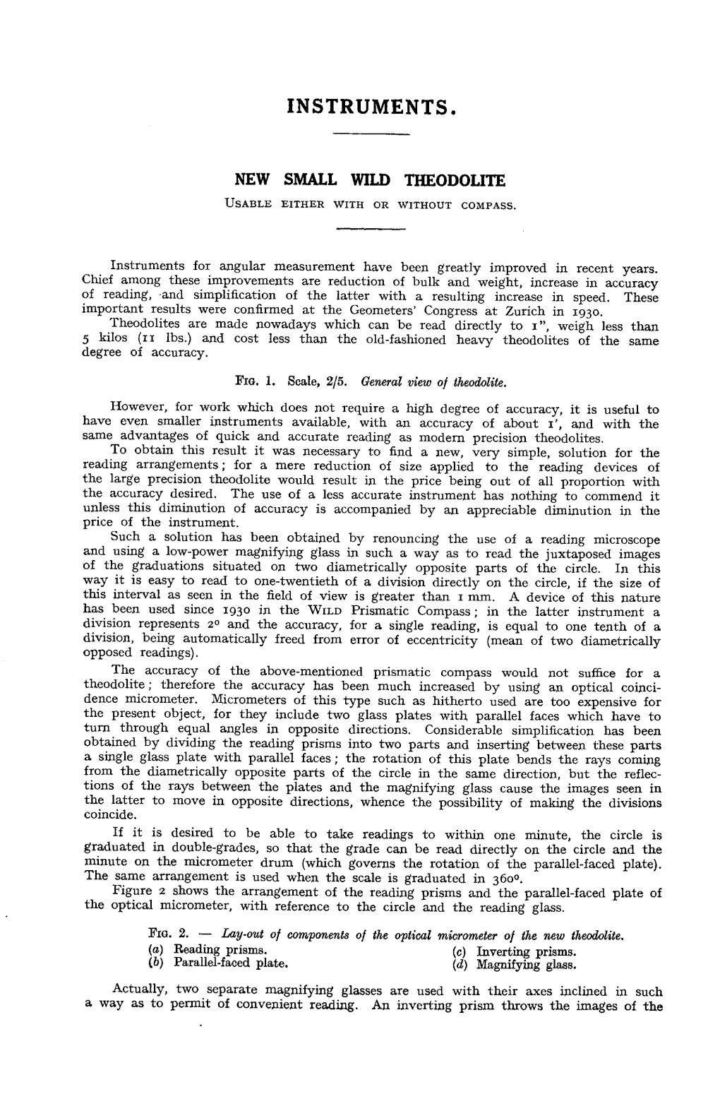 Fig. 1. Scale, 2/5. General View of Theodolite. F Ig . 2
