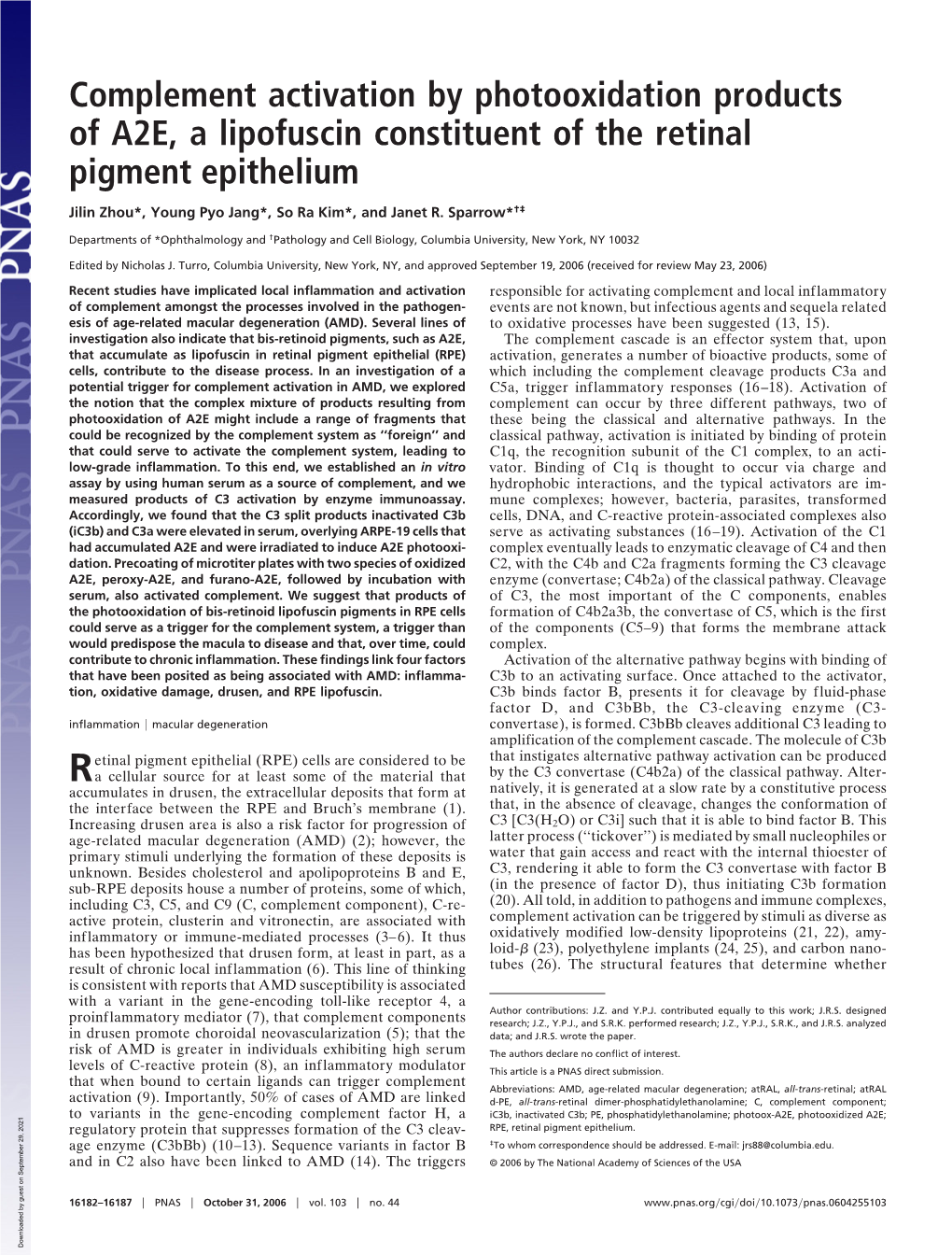 Complement Activation by Photooxidation Products of A2E, a Lipofuscin Constituent of the Retinal Pigment Epithelium